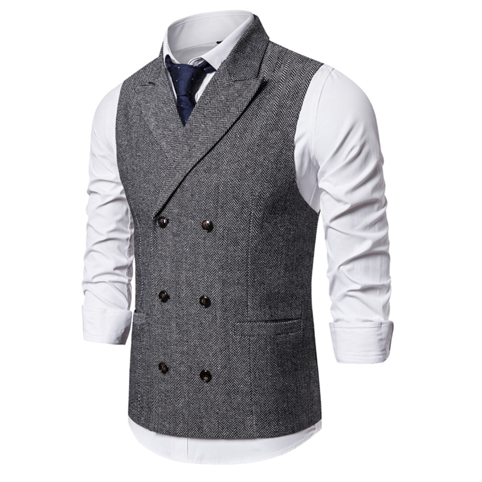 QIPOPIQ Clearance Men's Suit Vest Blazers New Double