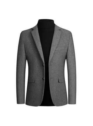 Mens Blazer Plaid Wool Suit Coats Lapel Long Sleeve Button Suit Business  Casual and Formal Suit Jacket 