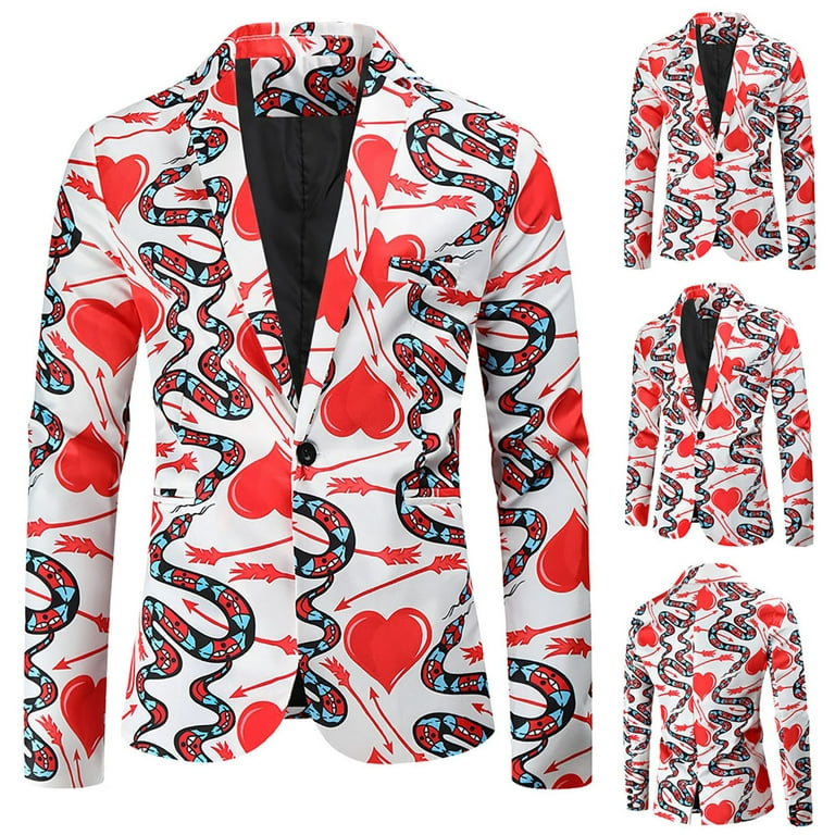QIPOPIQ Clearance Men's Suits Valentine's Day Mens Formal Blazer