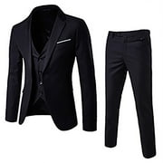 QIPOPIQ Clearance Mens Stylish 3 Piece Dress Suit Men's Blazer Business Suits Classic Fit Formal Jacket & Vest & Pants