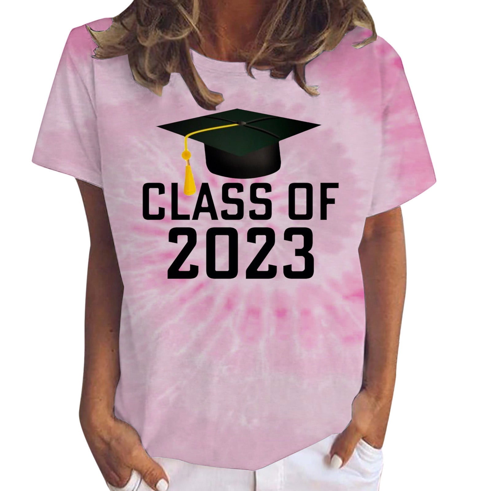 QIPOPIQ Clearance Senior Graduation Women's Shirts Junior Class of 2023  T-Shirt Short Sleeve Tee Shirts