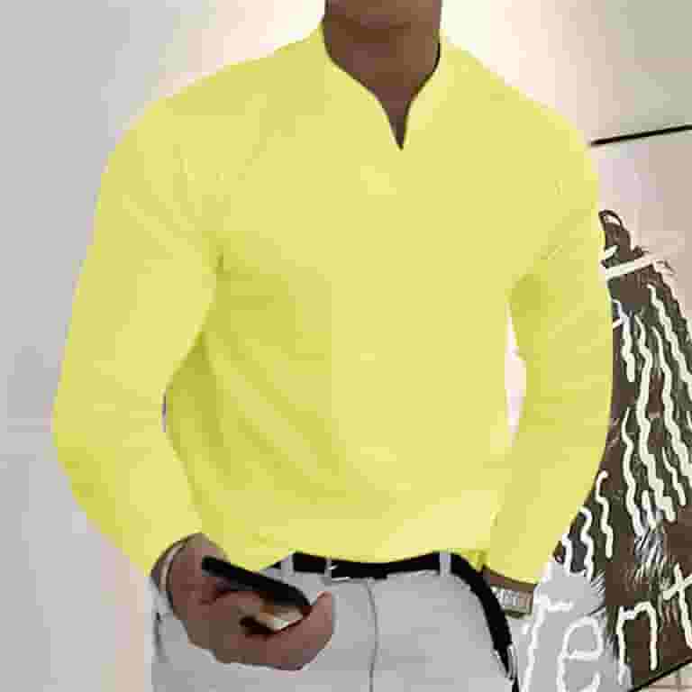 【新作からSALEアイテム等お得な商品満載】 Shirts Clearance QIPOPIQ for Shirt Sleeve Long V-neck Men Clothing