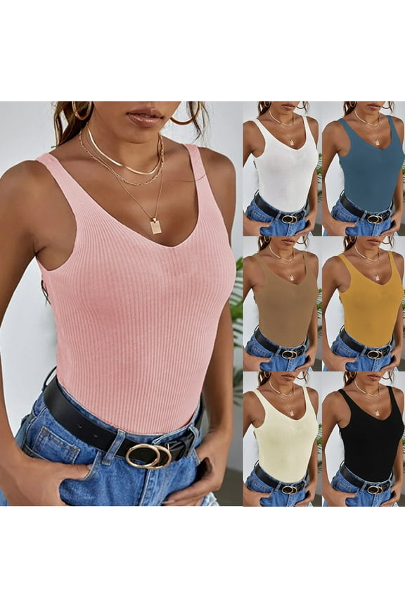 Clearance Women & Juniors Camisoles Fashion Casual Solid Crop Tanks Top Ladies Basic Cami Shapewear