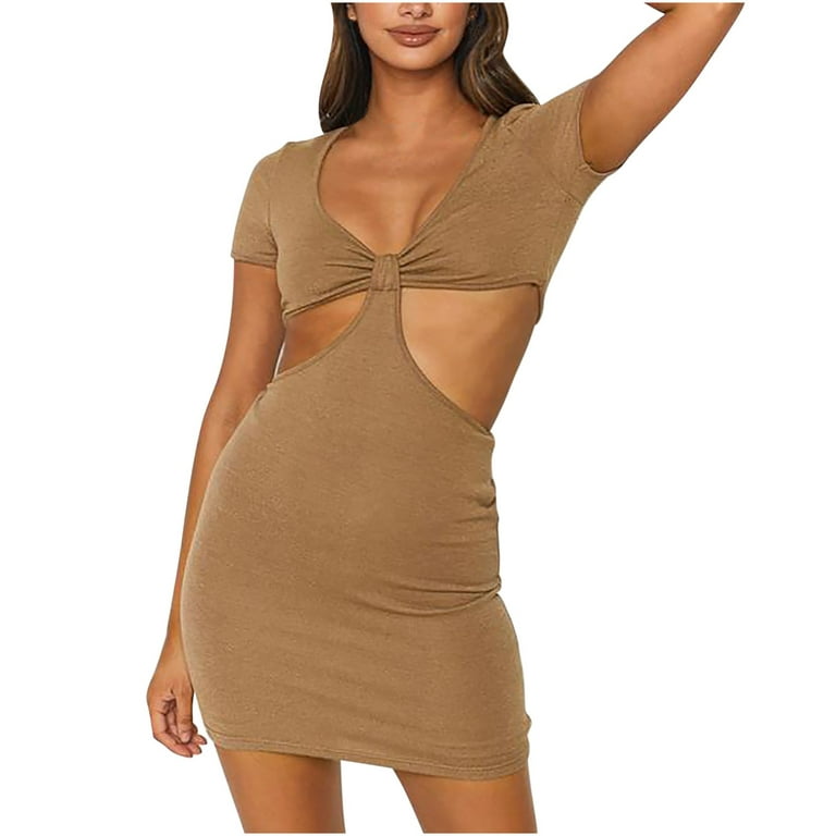 QIPOPIQ Clearance Women's Dresses Plus Size Short Sleeve Solid