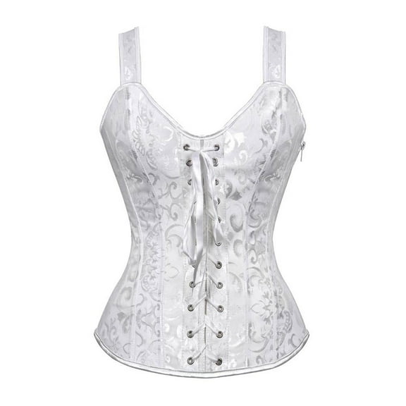 QIPOPIQ Clearance Women's Steel Boned Corset Overbust Bustier Lingerie Top Gothic Shapewear Sexy Underwear Corset Top