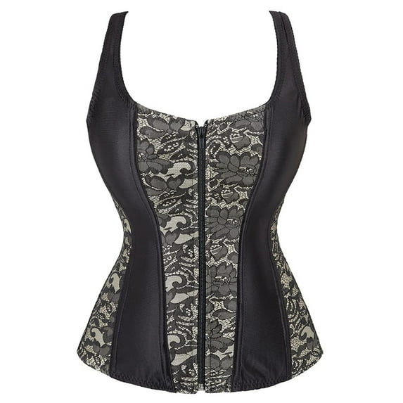 QIPOPIQ Clearance Women's Steel Boned Corset Overbust Bustier Lingerie Top Gothic Shapewear Sexy Underwear Corset Top