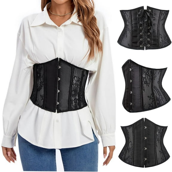 QIPOPIQ Clearance Women's Underbust Corset Plus Size Bustier Halloween Costume Dress Bustier Top Gothic Shapewear