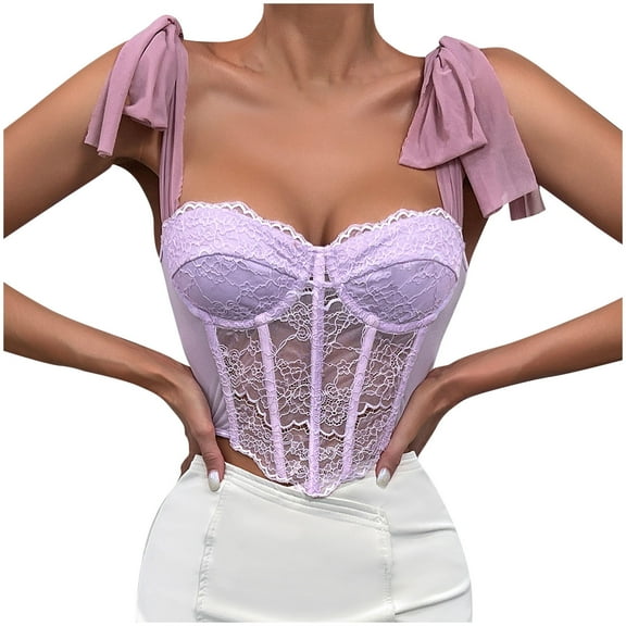 QIPOPIQ Clearance Women's Underbust Corset Renaissance Corsets Floral Corset Lace-up Court Vintage Straps Shapewear