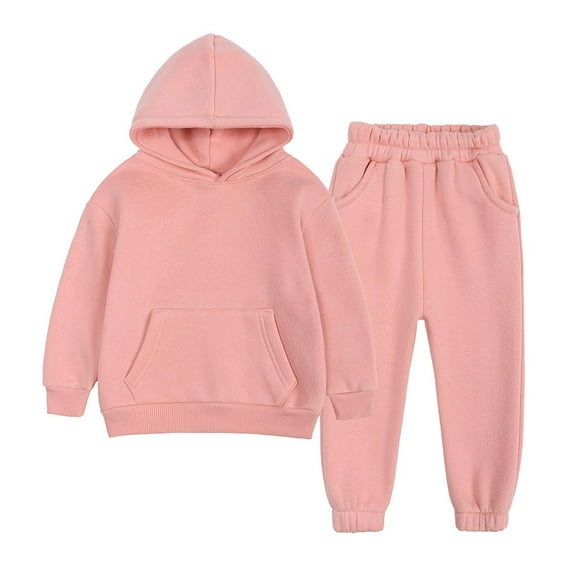 QIPOPIQ Girls Clothes Clearance 2PCS Outfits Kids Sports Tracksuits Long Sleeve Pullover Hoodies Sweatshirt And Sweatpants Fall Winter Suit