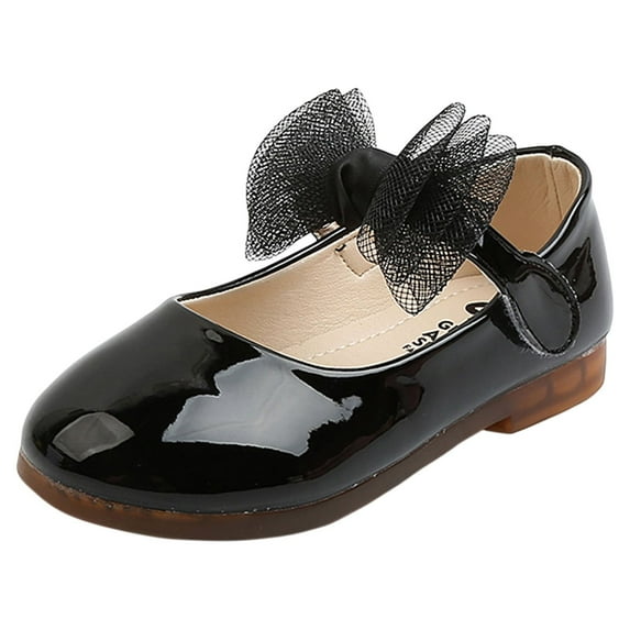 QIPOPIQ Girls Dress Shoes Mary Jane Flower Girl Bow Ballet Flats for Wedding Party Toddler/Little Kid Clearance