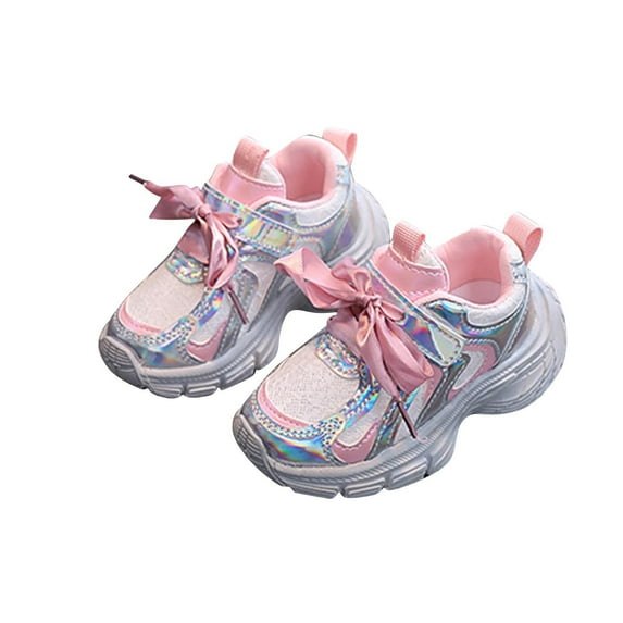 QIPOPIQ Girls Slip-On Sneakers Kids Lightweight Jelly Sole Walking Shoes Clearance