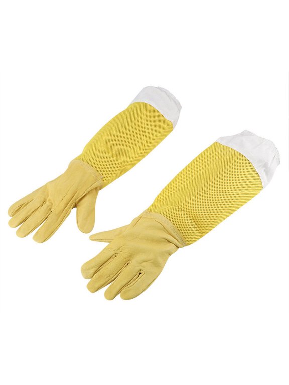 Goatskin Beekeeping Gloves with Vented Long Sleeves for Sting Protection & Flexible Handling