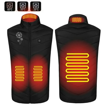 QIPOPIQ Heated Vest for Men & Women, Smart Heated Jacket 4 Heated Vest Windproof Winter Coat Unisex Winter Coat USB Intelligent Constant Temperature Jacket Clearance Black M