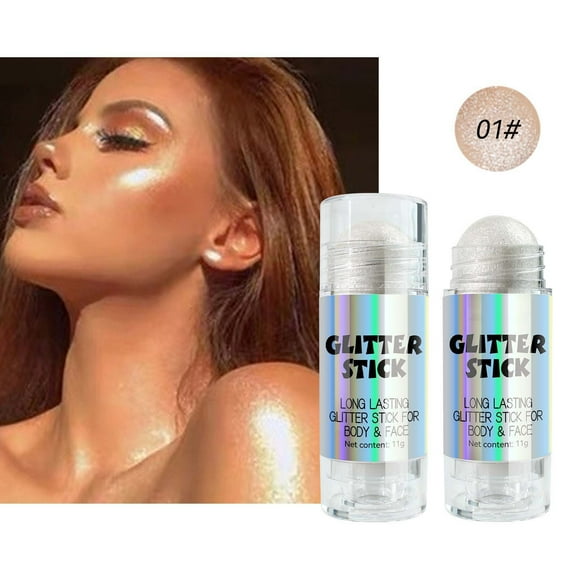 QIPOPIQ Highlighters Pearlized Body Highlighting Stick Glitter Highlighting Full Brightening Face Stereo Highlighter Glitter Makeup 11g Clearance