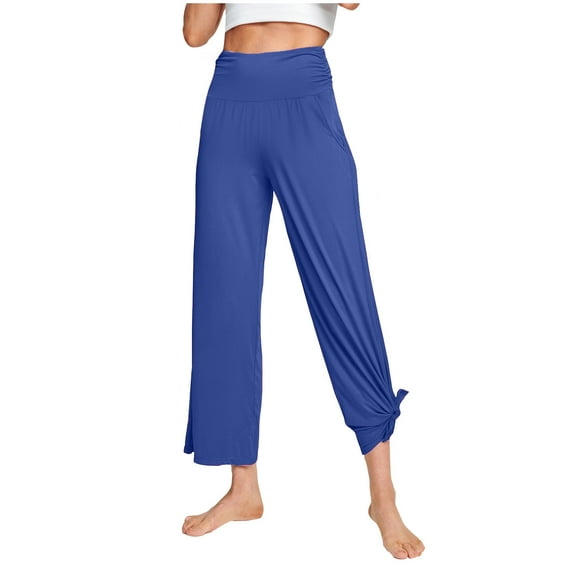 QIPOPIQ Jeans for Women Clearance Ladies' Solid Color Elastic Waist Cotton And Linen Big Pocket Casual Pants