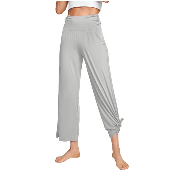 QIPOPIQ Jeans for Women Clearance Ladies' Solid Color Elastic Waist Cotton And Linen Big Pocket Casual Pants