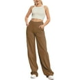 thumbnail image 1 of QIPOPIQ Jeans for Women Clearance Ladies' Solid Color Elastic Waist Cotton And Linen Big Pocket Casual Pants, 1 of 9
