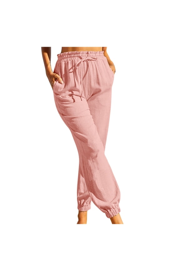 Jeans for Women Clearance Women's Fashion Casual Solid Color Elastic Cotton And Linen Trousers Pants