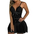 thumbnail image 1 of QIPOPIQ Lingerie for Women Clearance Women's Fashion Sling Soild Sexy Lingerie Lace Bow Mesh Nightdress, 1 of 9
