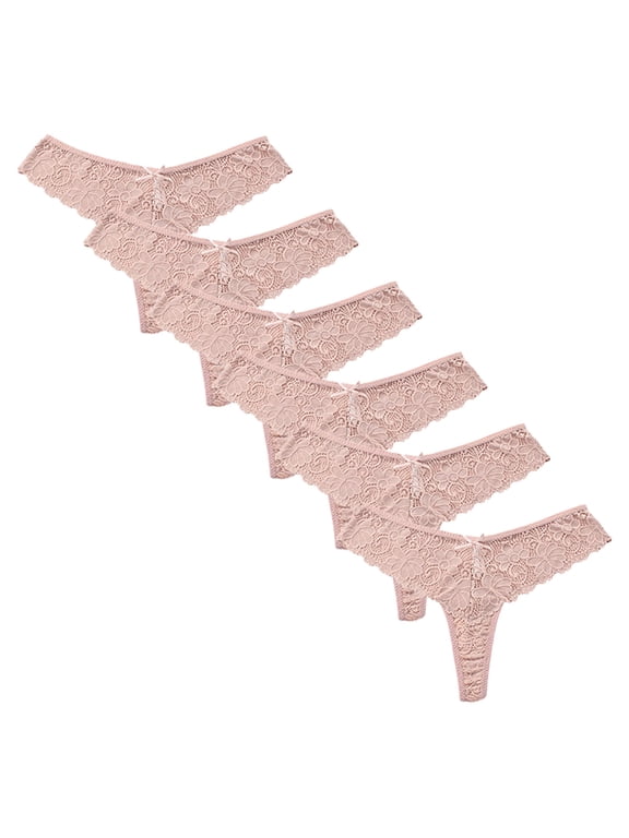 Lingerie for Women Clearance Women's Sexy Thong String Trousers Pack Lace Soft Lingerie Underwear Pack Of 6