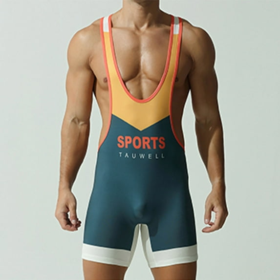 QIPOPIQ Men Wrestling Singlets Athletic Supporters Bodysuits Slim Fit Sports Active Jumpsuits Leotard One Piece