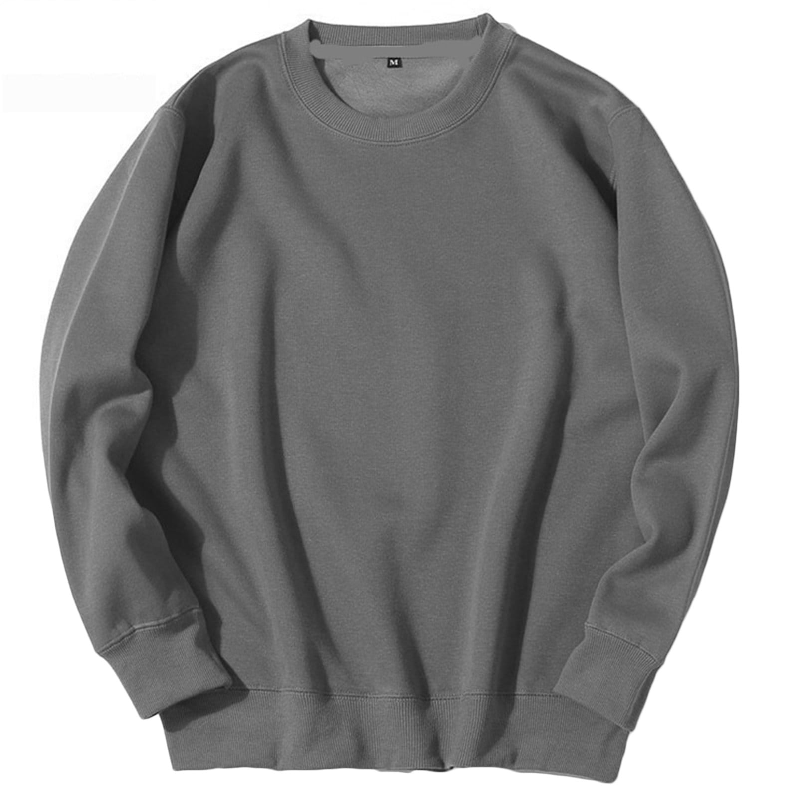 QIPOPIQ Men's Crewneck Sweatshirts Soild Color Geometric