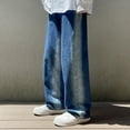thumbnail image 1 of QIPOPIQ Men's Loose Wide Leg Jeans Straight Baggy Hip hop Streetwear Skateboard Denim Pants, 1 of 6
