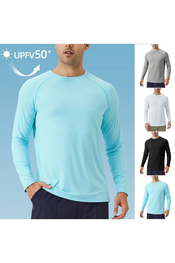 Men's Rash Guard Shirts Swim Shirts UPF 50+ UV Sun Protection Long Sleeve Shirts Lightweight Quick Dry Clearance