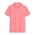 thumbnail image 1 of QIPOPIQ Men's Short Sleeve Turndown Collar Shirts Fashion Solid Color Polo Shirt for Men Summer Slim Henley Shirt Tops Tees Shirt Gift for Father & Him 2023 Clearance Pink 2XL, 1 of 3