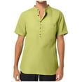 thumbnail image 1 of QIPOPIQ Men's Summer Lightweight Cotton Linen Shirts Casual Short Sleeve Breathable Banded Collar Henley for Beach Vacation, 1 of 7