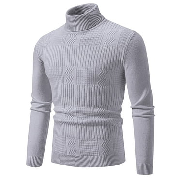 QIPOPIQ Mens Casual Slim Fit Pullover Sweaters Long Sleeve Knitted Fabric Zip Up Mock Neck Polo Sweater Clearance
