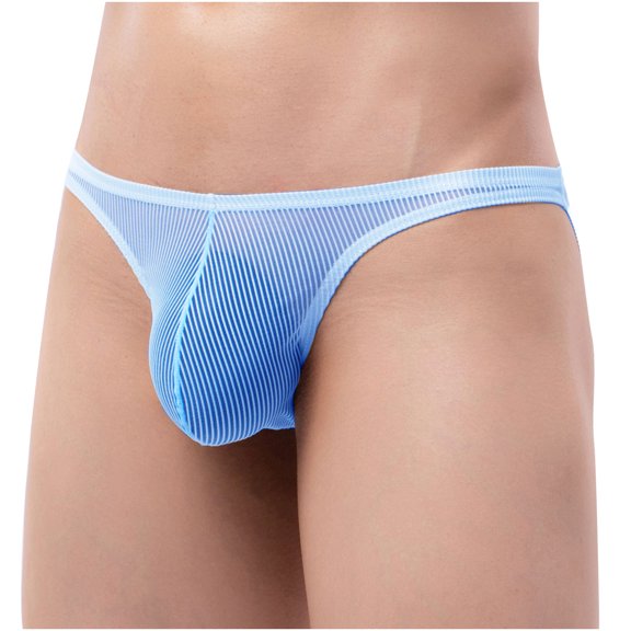 QIPOPIQ Mens Underwear Casual Solid Sexy Mesh Striped Low Waist Briefs Underwear Clearance