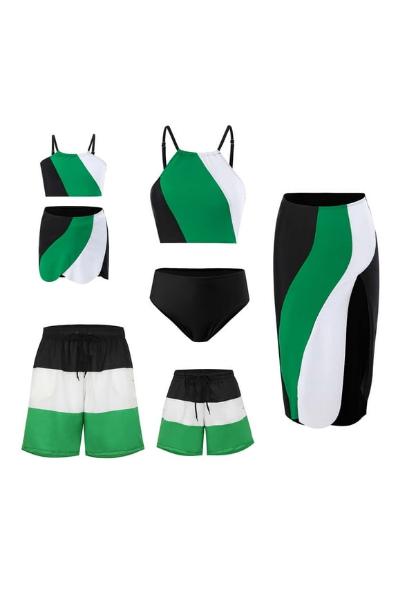 Mommy and Me Two Piece Swimsuit Swimsuit Family Matching Swimwear Printed Design For A Family Of 4 Swimsuit Set For Children And Boys Beach Pants with Swim Skirt Cover Up
