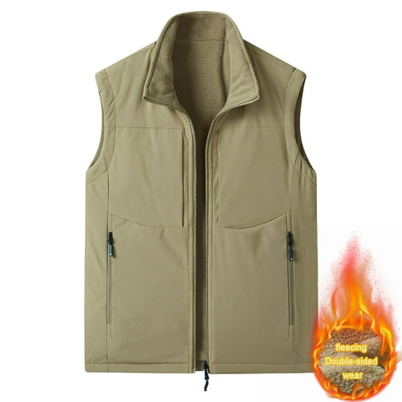 QIPOPIQ Outdoor Ventures Men's Casual Outerwear Vest Lightweight Winter Zip Up Sleeveless Jacket for Hiking Travel Golf Running