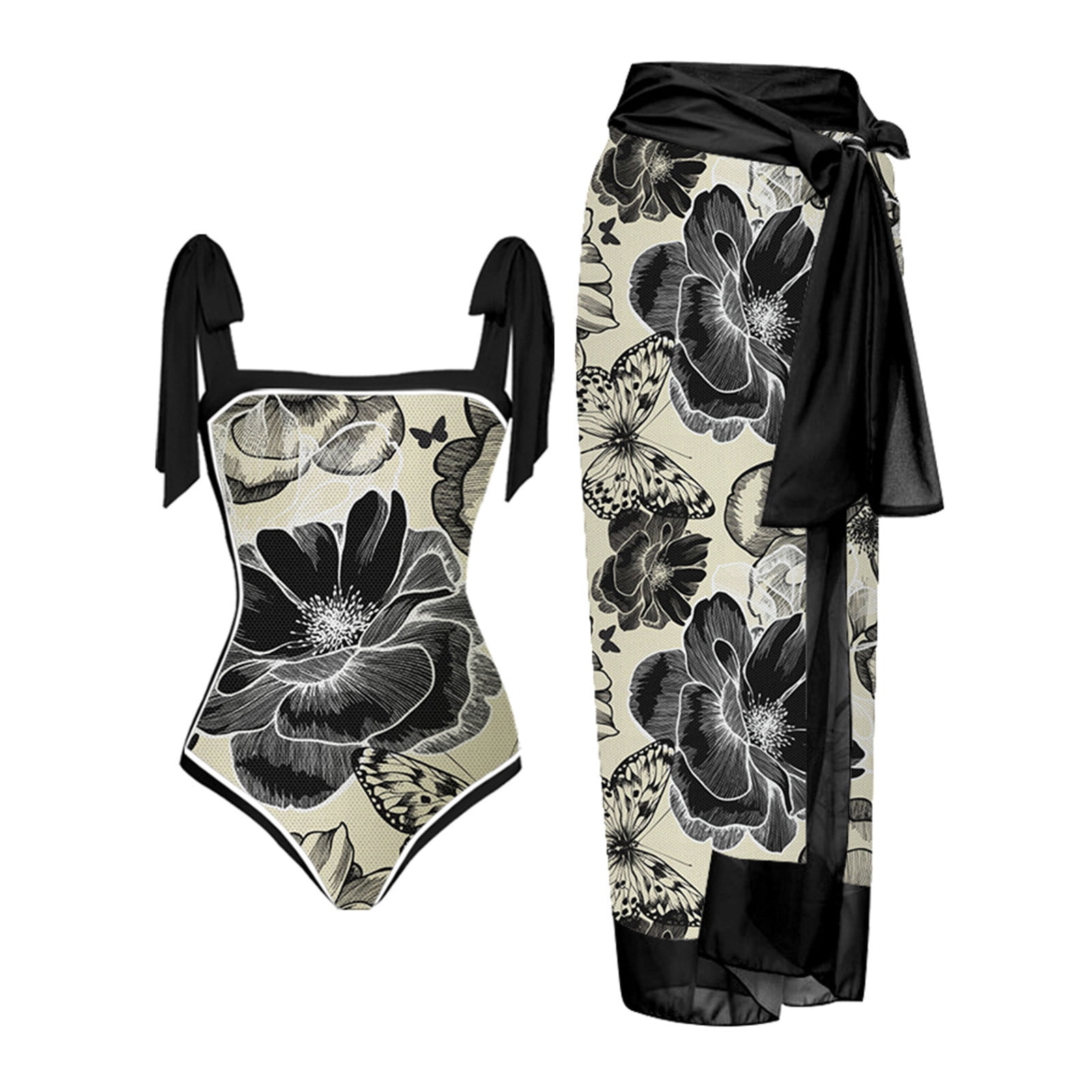 QIPOPIQ Plus Size One Piece Swimsuits for Women with Swim Skirt Cover