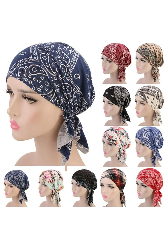 Pre Tied Chemo Head Scarf 3 Packed Beanie Skull Cover Cap for Women Clearance