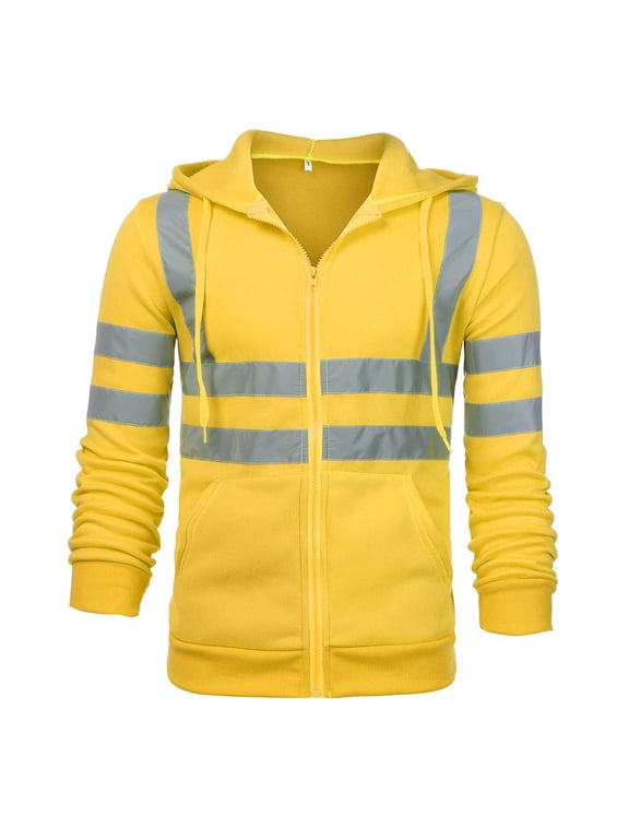 Reflective Hi Vis Winter Jacket, Safety Yellow Jackets for Men, High Visibility Work Construction Jackets Clearance
