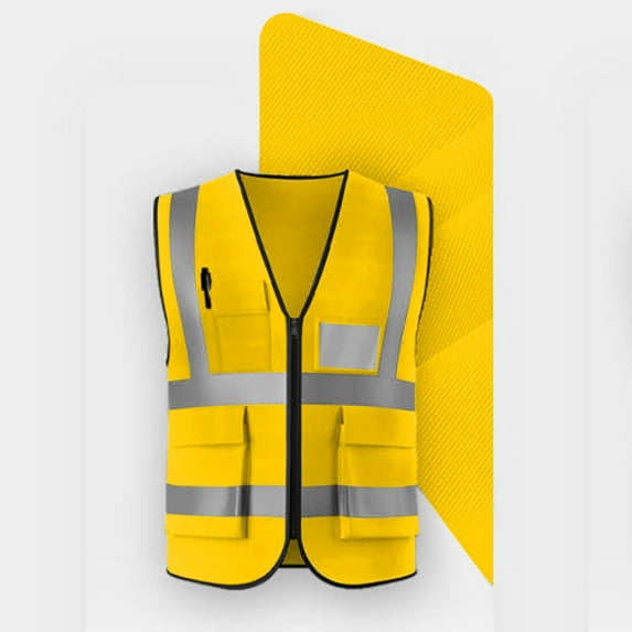 QIPOPIQ Reflective High Visibility Safety Vest for Men Women with Pockets Zipper Front