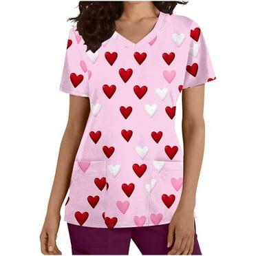 QIPOPIQ Scrubs Tops 2025 Summer Tops for Women Stretchy Nursing Plus Size Scrubs Work Uniform Nurse Scrub with Pockets Clearance