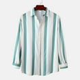thumbnail image 1 of QIPOPIQ Shirts for Men Turndown Long Sleeve Winter Single Side Pocket Striped Shirt Top Clearance Green 2XL, 1 of 9
