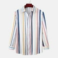thumbnail image 1 of QIPOPIQ Shirts for Men Turndown Long Sleeve Winter Single Side Pocket Striped Shirt Top Clearance S, 1 of 9