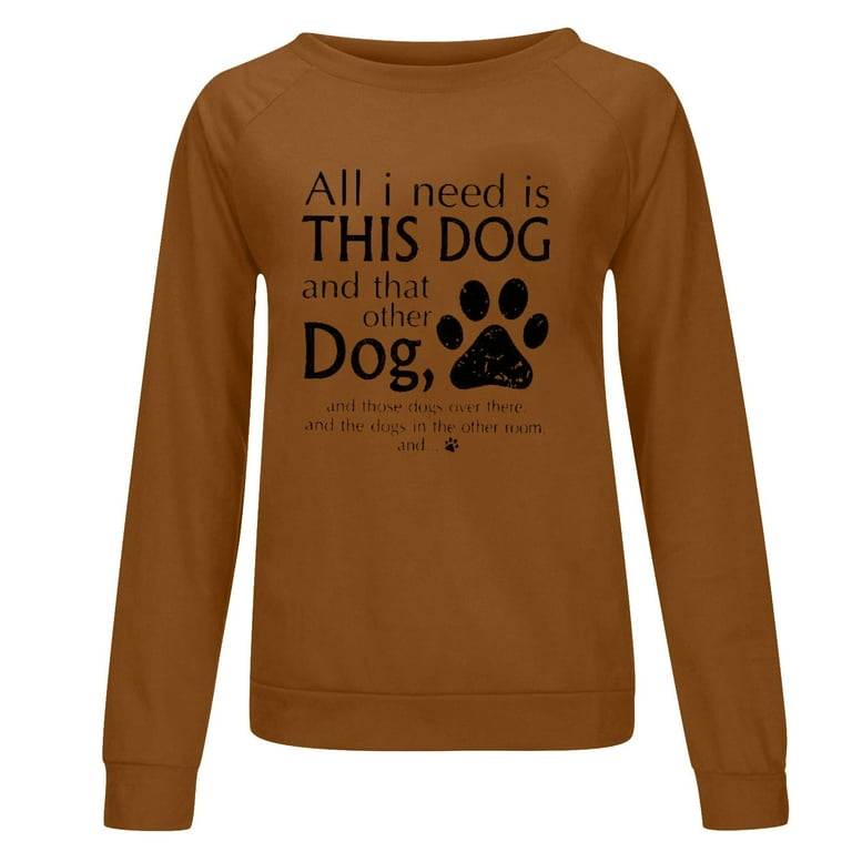 QIPOPIQ Sweatshirts for Women Clearance Women Dog Lover Text