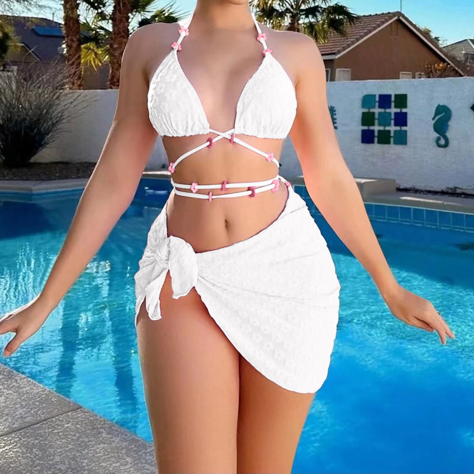 絶対的な信頼 for Swimsuits QIPOPIQ Women Solid Bandage Suit Three-piece Clothing