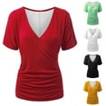 QIPOPIQ T Shirts Short Sleeve V Neck Tees Tops for Women Fashion Trendy