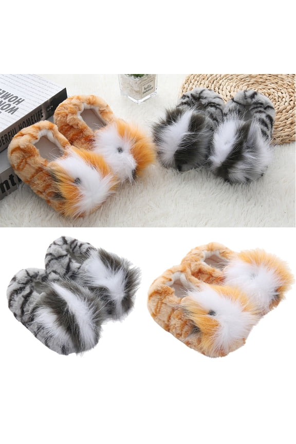 Toddler Kids Slippers Cute Animal Cartoon Shoes Girls Boys Warm Fleece Winter Household Slippers Clearance