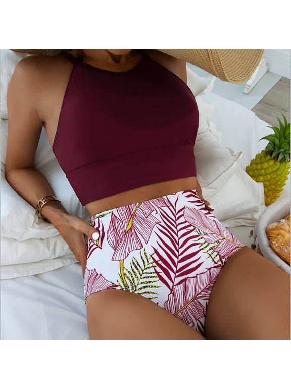 Two Piece Swimsuits for Women Solid Bikini Strap Bikini Deep V Sexy Split Swimsuit Set Two Piece Set Swimming Suit Bikinis Sets Summer Clearance