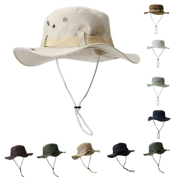 QIPOPIQ UPF 50+ Men's Sun Hat Wide Brim Bucket Hat UV Protection Hat for Mens Womens Beach Safari Gardening Golf Fishing Clearance