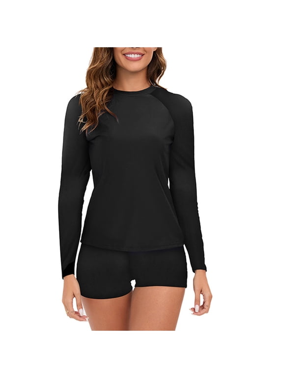 Wetsuit for Women Long Sleeve Swimsuit Tops Shorts Diving Suit Siamese Summer Beach Surfing Swimwear Summer Clearance