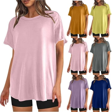 QIPOPIQ Women Oversized T-Shirt Summer Casual Short Sleeve Loose Tee Tops Clearance