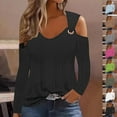 thumbnail image 1 of QIPOPIQ Women's Cold Shoulder Tops Short Sleeve V Neck T Shirts Basic Summer Tees Clearance, 1 of 6